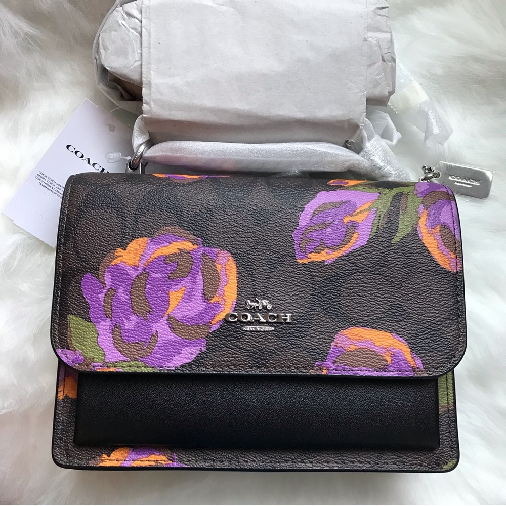 Coach Mini Klare Crossbody In Signature Canvas With Rose Print